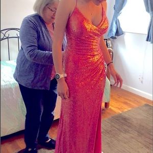 Pink sequence Prom dress